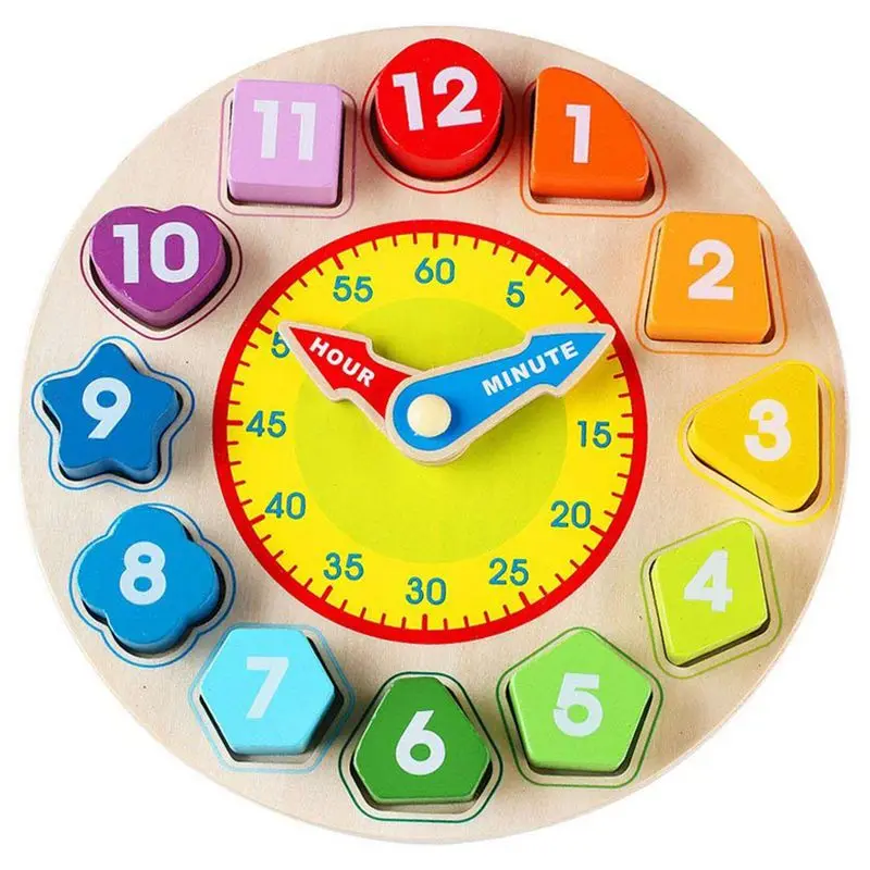 

Wooden Shape Sorting Clock Educational Toy for Kids