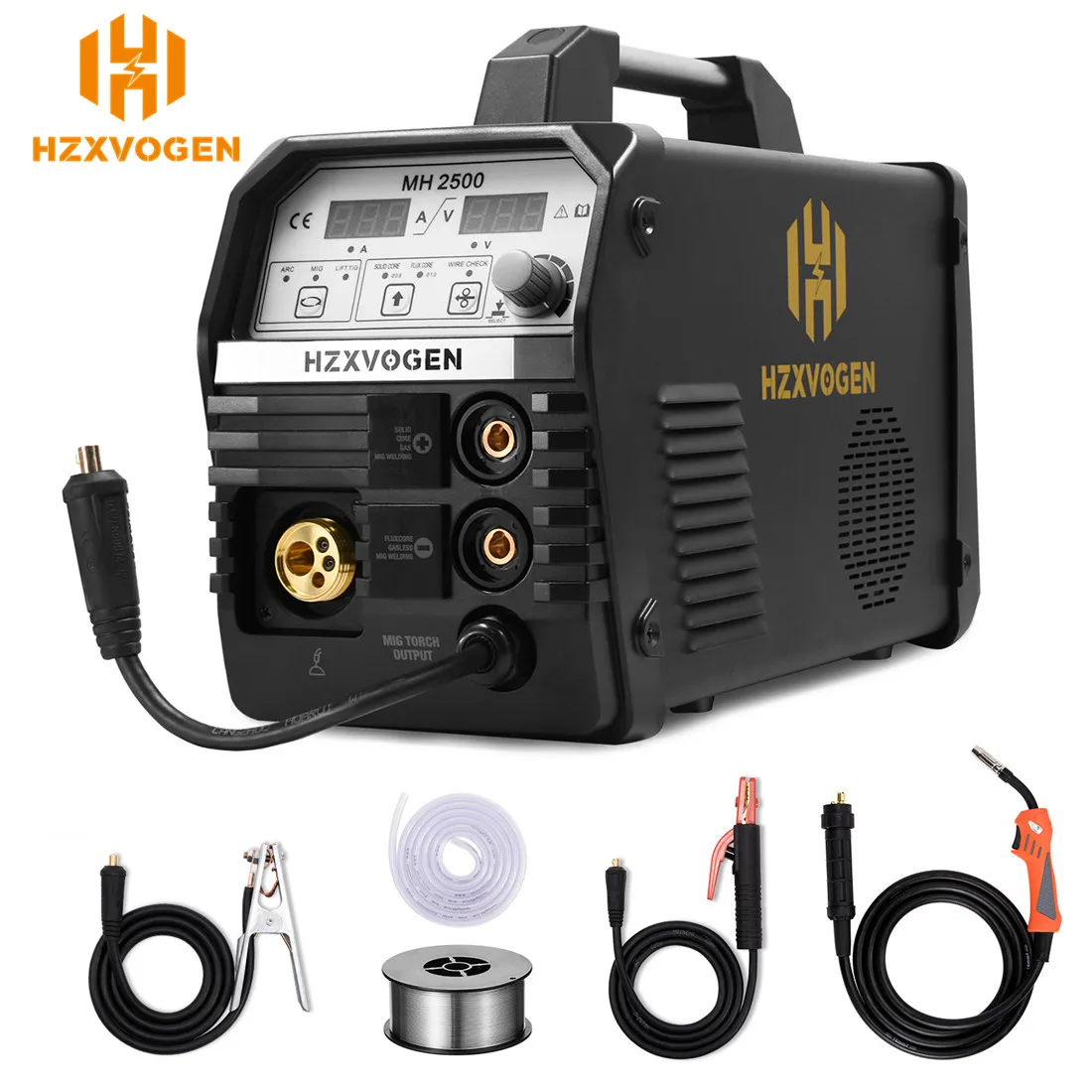 

HZXVOGEN Mig Welder MH2500 220V New Appearance Functional DC Gas No Gas Self-Shielded MIG 4.0mm ARC Welder MIG LIFT TIG MMA