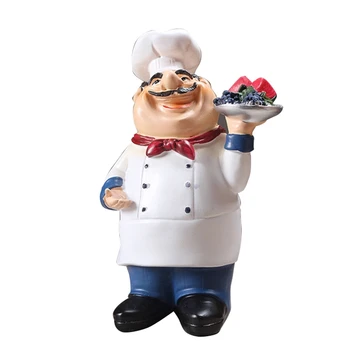 

Retro Chef Model Ornaments Resin Crafts Mini Chef Figurines Home Kitchen Restaurant Bar Coffee Decor-D