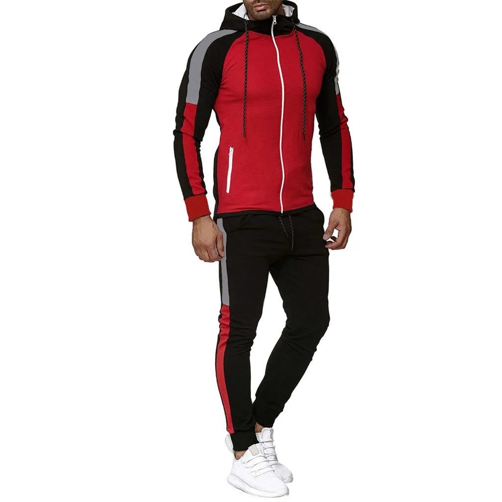

JAYCOSIN Tracksuit Men 2 sets Autumn winter Zipper Hoodies Sweatshirt Top Drawstring Pant Sport Male Joggers Hoody Suit 5XL 9801