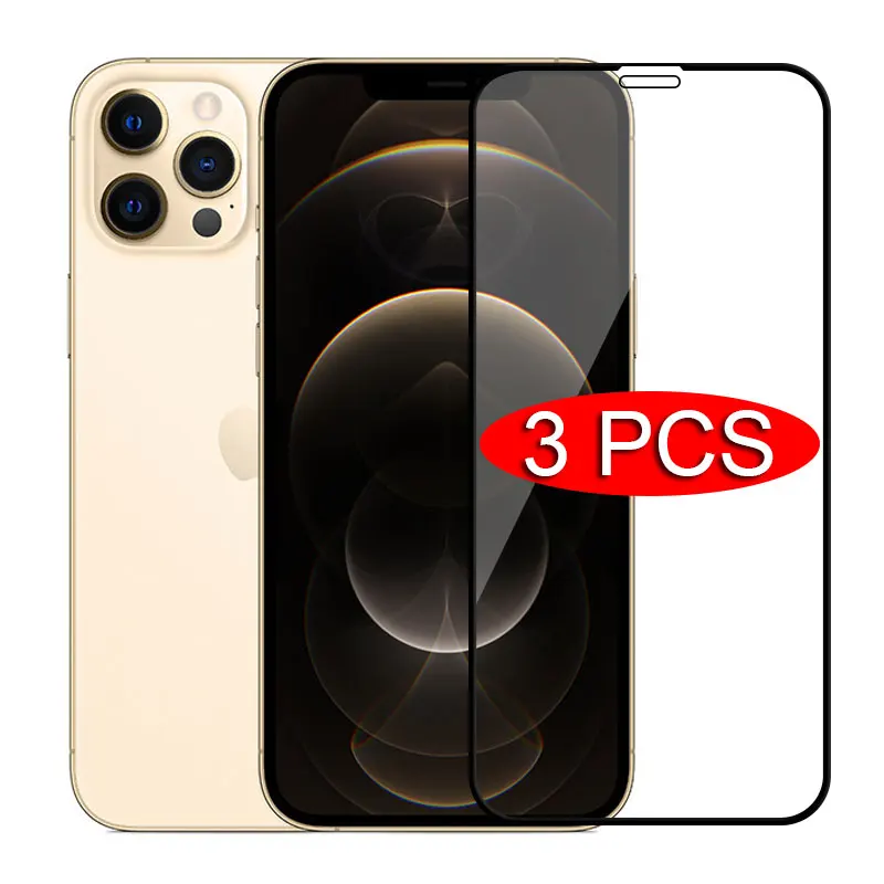 Protector de pantalla de cristal para iPhone, Protector de pantalla de cristal para iPhone 12 11 7 8 6s Plus SE 2020, X XR XS 11 12 Pro Max Glass, 3 uds.