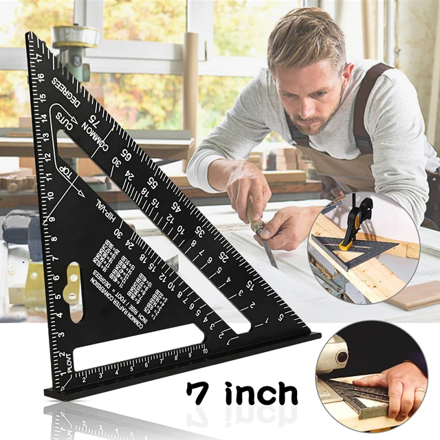 7/12 Inch Aluminum Alloy Carpenters Square Metric Triangle Ruler  Woodworking Metal Square Ruler Angle Marking Carpentry Tool - AliExpress