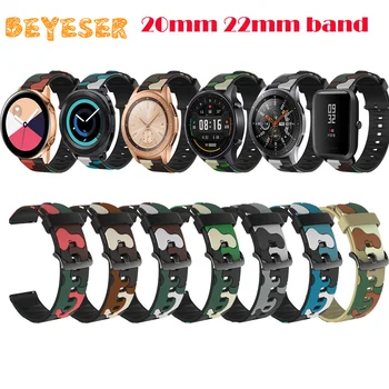 

Hot 20mm 22mm band For Samsung Galaxy watch active 2/ gear S3 Frontier band silicone strap Camouflage for amazfit gts 42mm 46mm