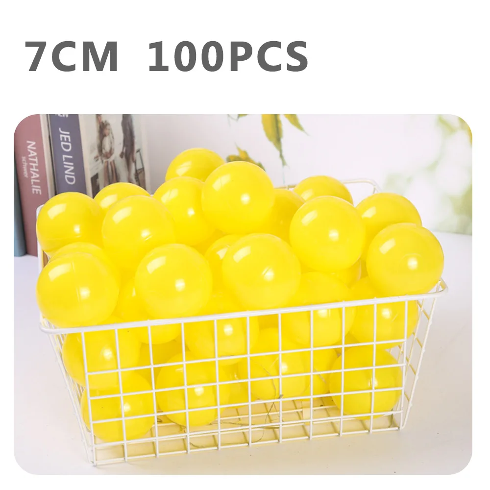 WJ3709YELLOW 100 шт./лот мячи для сухого бассейна, океанские волнистые мячи, мягкие игрушки для бассейна, красочные детские игрушки для плавания, игры в яму, 7 см, забавные, для улицы, в помещении, рождественский подарок - Цвет: WJ3709YELLOW