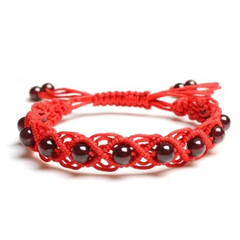 

Light-up natural garnet lucky bead bracelet