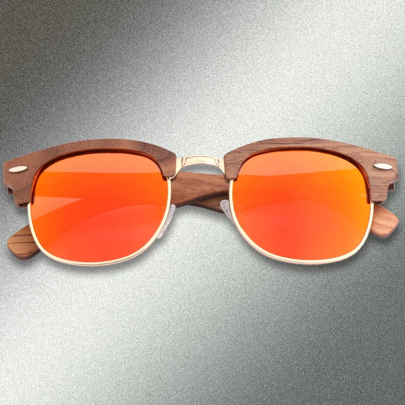 

High Quality Sunglasses Men Women Brand Designer Fashion Sunglasses Ladies Fashion Semi-Rimless Oak Mezzanine Wooden Sunglasses