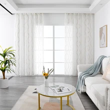 Modern Tulle Voile Curtains For Living Room Wave Striped White Sheer Panel Curtain For Bedroom Window Drapes Kitchen Curtains