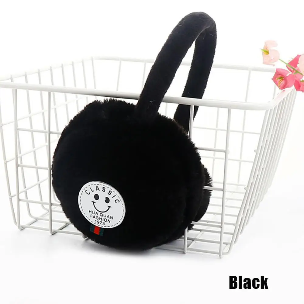 Smile-Black-Adult Детские теплые зимние наушники с котом; женские милые плюшевые наушники для девочек; Детская повязка на голову; круглые наушники - Цвет: Smile-Black-Adult
