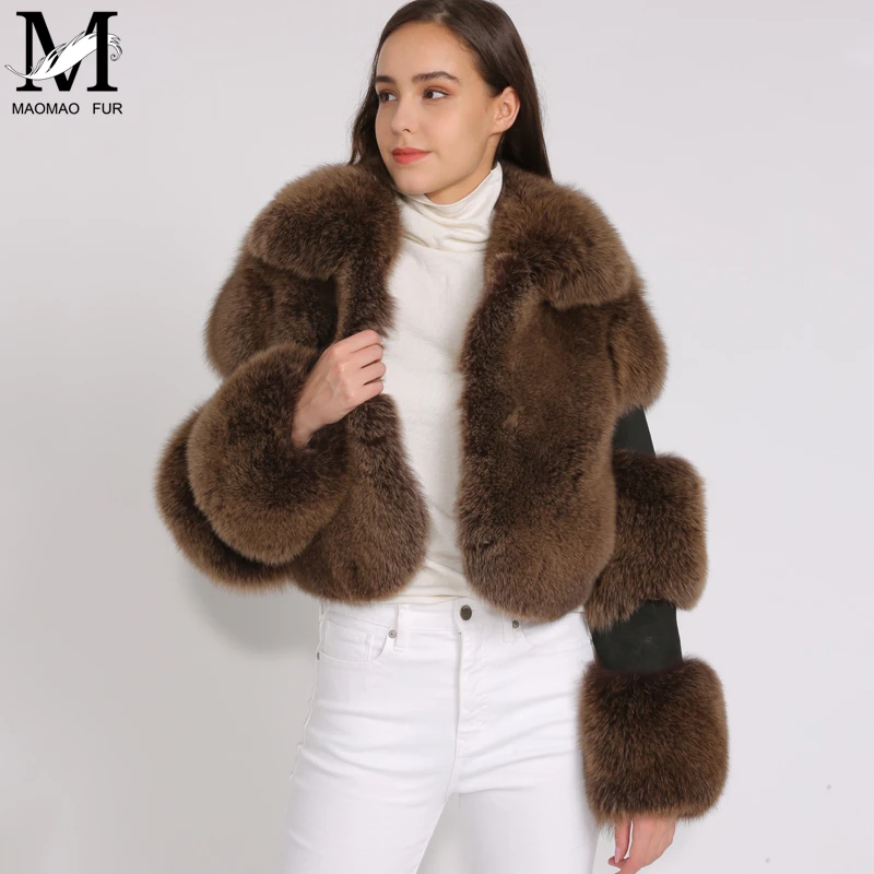New Fashion Women Warm Real Fox Fur Coat Short Style Winter Fur Jacket Women Hot Promotion Natural Blue Fox Fur Coats