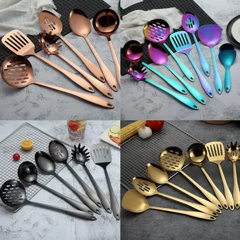 

1PC Gold Titanium Stainless Steel Cooking Tools Spoon Shovel Cookware Kitchen Tools Spatula Ladle Kitchenware series