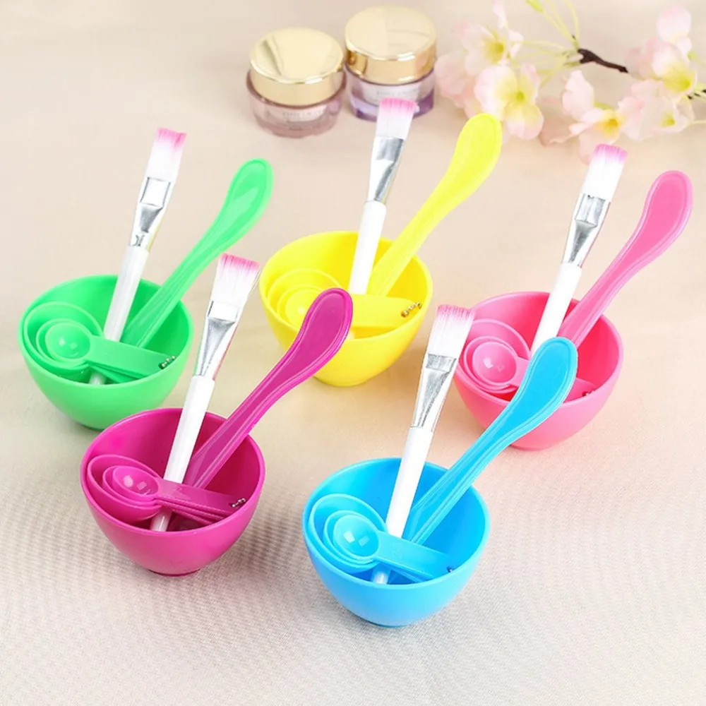 4 In 1 Portable Size Women DIY Facial Mask Makeup Tools Practical Facial Mask Mixing Bowl Brush Spoon Stick Tools Set