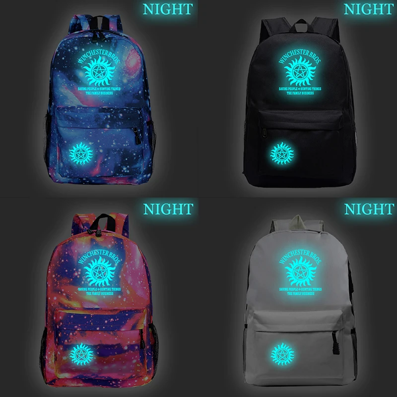 

Supernatural Luminous Hot Sale Backpack Boys Girls Teens Rucksack New Pattern School Knapsack Men Women Fashion Travel Bag