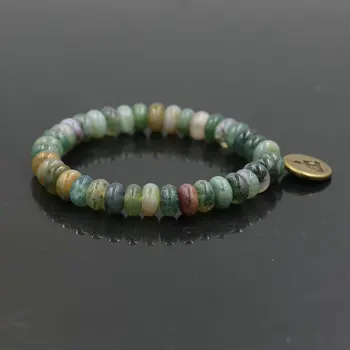 Handmade 5*8mm Natural Stone Beaded Bracelet Men Indian Green Lotus Buddha Bracelet For Women Reiki Chakra Bracelets Jewelry