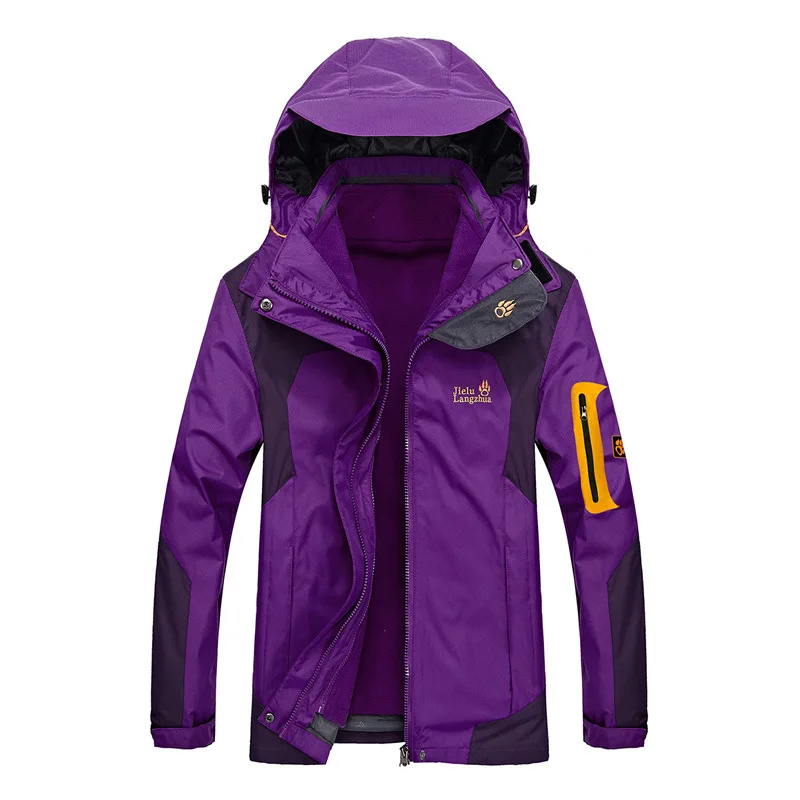 Purple Открытый плащ куртка мужская три-в-одном Женский комплект из двух частей осень и зима деконструируемый водонепроницаемый дышащий пара - Цвет: Purple