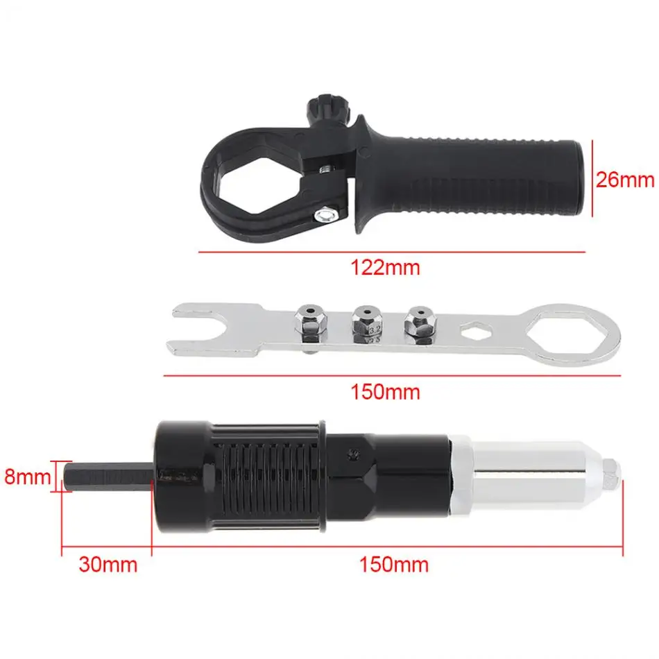 Сплав Сталь Электрический пневматический клепальный молоток адаптер с 2,4/3,2/4,0/4,8 мм Диаметр с заклепками и ручка ключ, дюймовый стандарт для электродрели