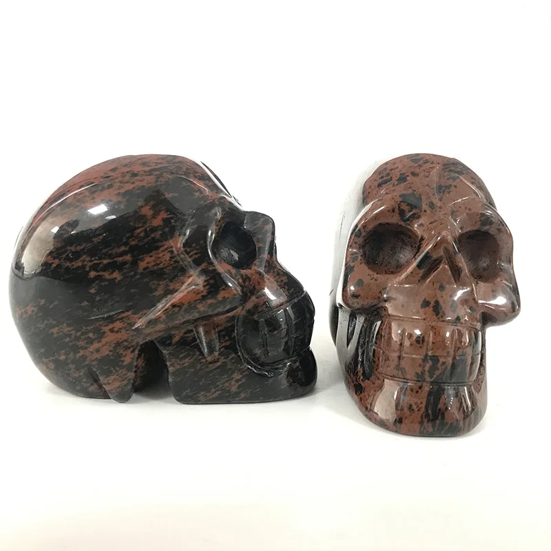 Red Obsidian High Quality Wholesale 3 inch Red Obsidian Skull Figurine Hand Carved Skull Crystal For Home Decoration for Gift TP - Цвет: Red Obsidian