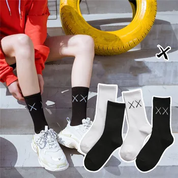 

Fashion Fork Women Socks Black White Korean Harajuku Vintage Streetwear Sokken Woman Casual Hip Hop Skateboard Christmas Gifts