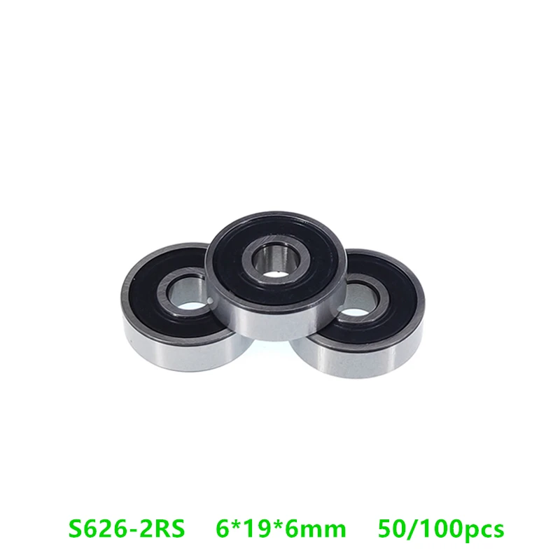 50/100 шт ABEC 5 S626RS S626 2RS 6*19*6 мм шарикоподшипник из нержавеющей стали Миниатюрный