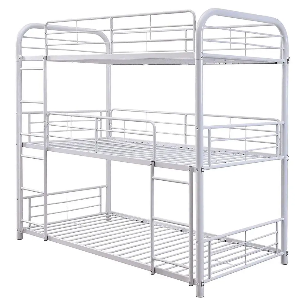 Cairo Triple Metal Three Layer Bunk Bed Full Size Bedroom Beds Furniture for Kids USA Warehouse Fast Shipping |