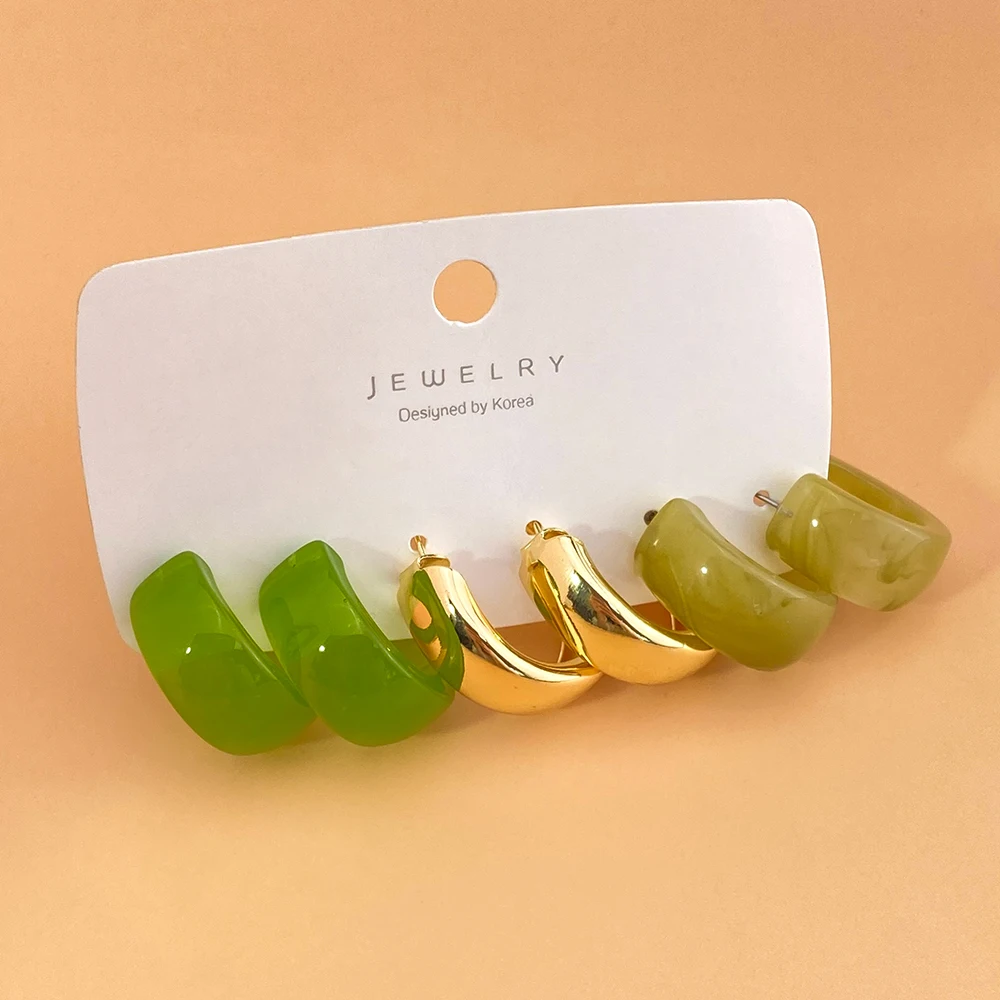 Acrylic Earrings FNIO Fashion Transparent Acrylic Earrings Set For Women Bohemian Colorful Drop Earrings Set Trend Brincos Female Jewelry