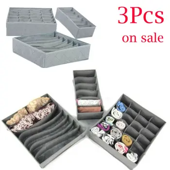 

Portable Underwear Bra Storage Box Drawer Closet Organizer Scarfs Socks Divider Non-Woven Case Clothes Container Hot 3 Pcs/Set