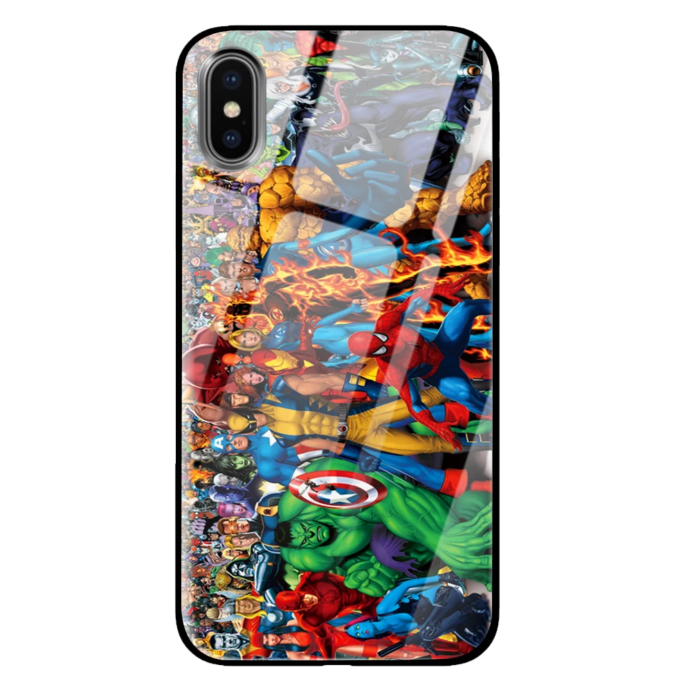 Классический логотип для закаленного стекла Marvel Роскошный чехол для iPhone 5 5S 6 6s 7 8 Plus X XS XR 11 Pro Max - Цвет: 1