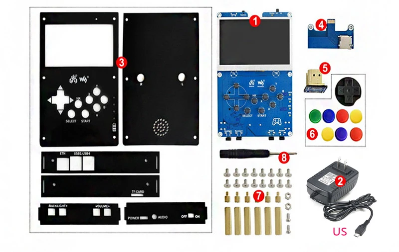 (US) without 3B plus Raspberry Pi GamePi43 портативная Ретро игровая консоль на основе - Комплект: (US) without 3B plus