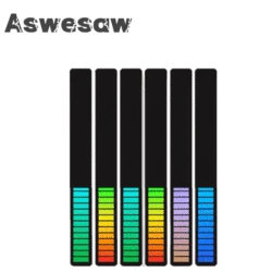 Aswesaw – lumière de contrôle de voiture, lumière de contrôle de son RGB, lumière de musique, de rythme, d'atmosphère, 32 LED 18 couleurs, lumière de décoration de maison 