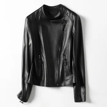 

2020 Women Spring Genuine Real Sheep Leather Jacket H16