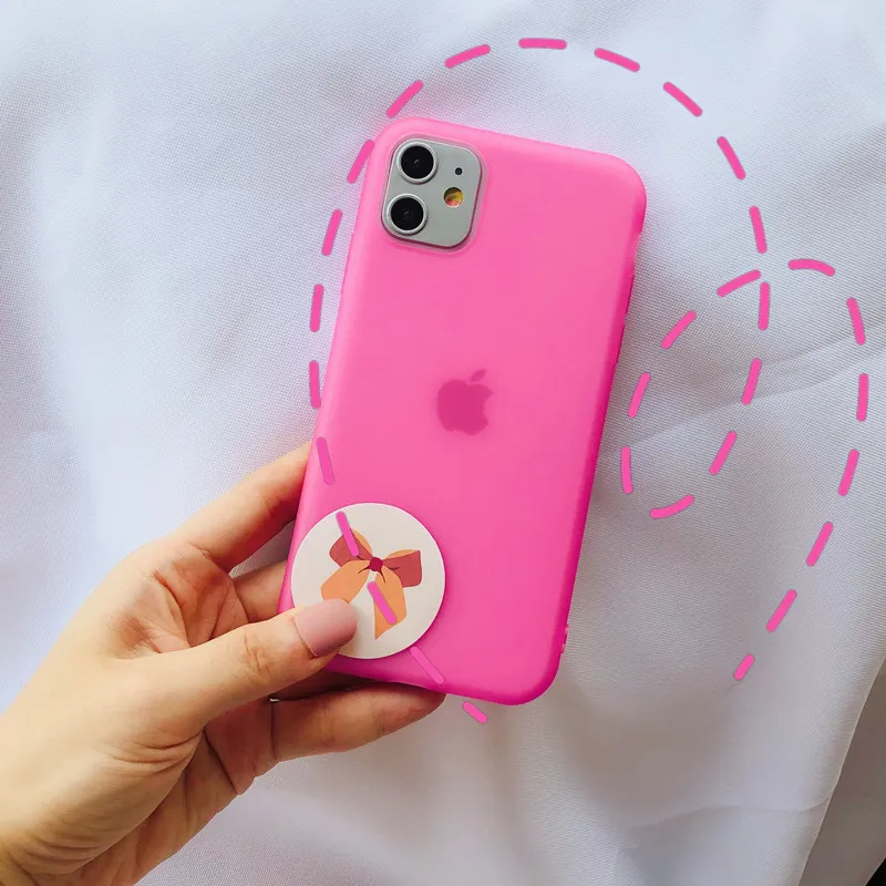 Уникальный ярко розовый девичий туманный чехол для телефона iPhone11pro Xsmax XR 8plus 6s 7P