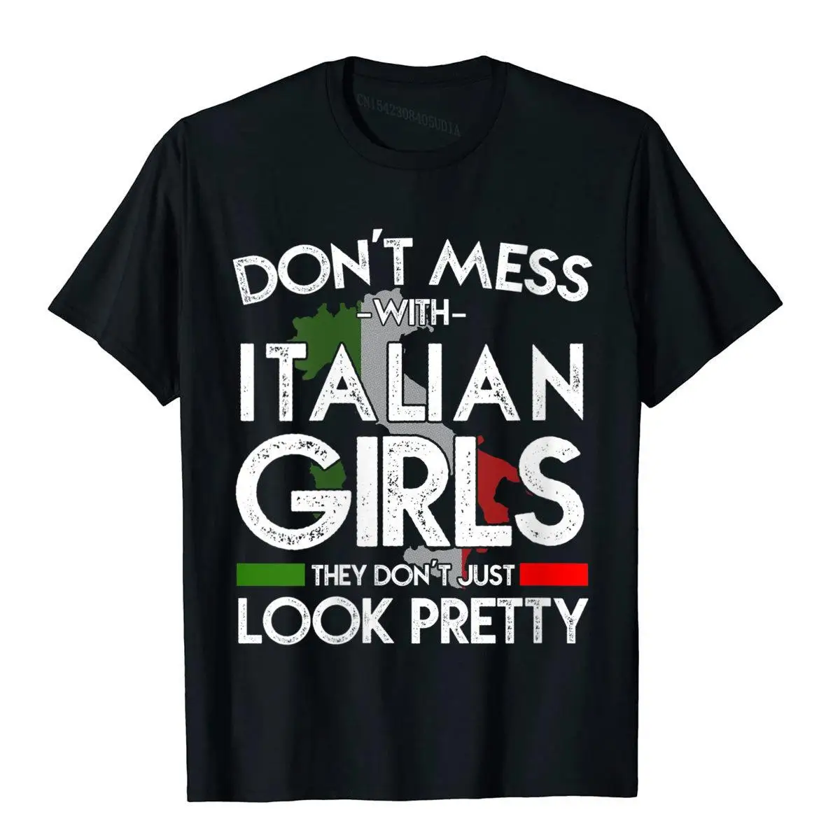 Womens Funny Don't Mess With Italian Girls Italy Flag Pride Roots V-Neck T-Shirt__B13221black