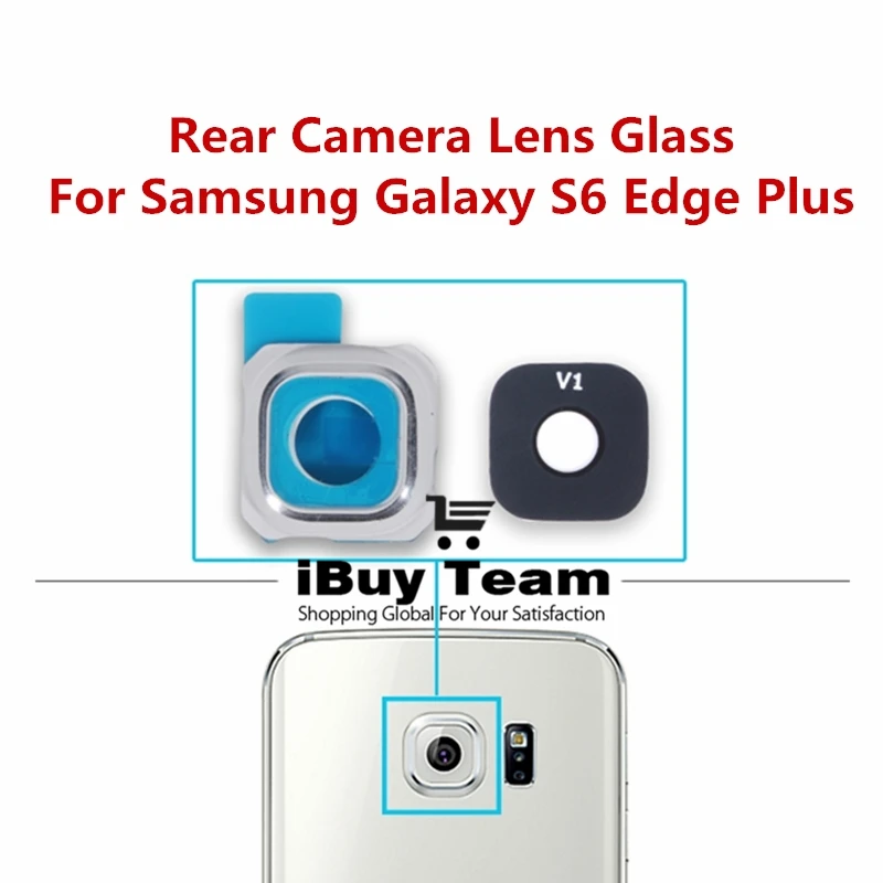 Стекло для объектива задней камеры samsung Galaxy S6 Edge Plus задняя крышка + рамка