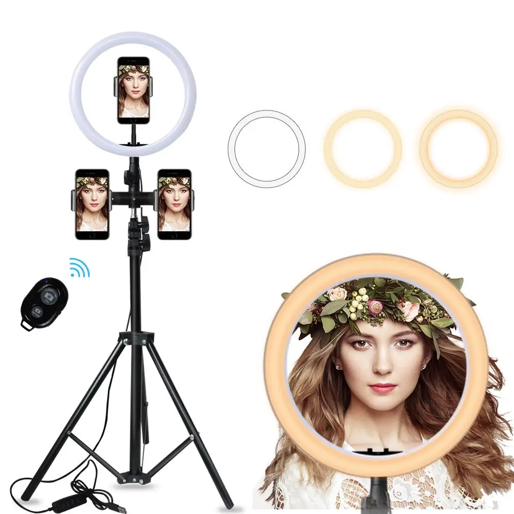 

zayex 10 Inch Photo Studio lighting LED Ring Light 3200-5600k Photography Dimmable Ring Lamp with Light Stand for Youtube
