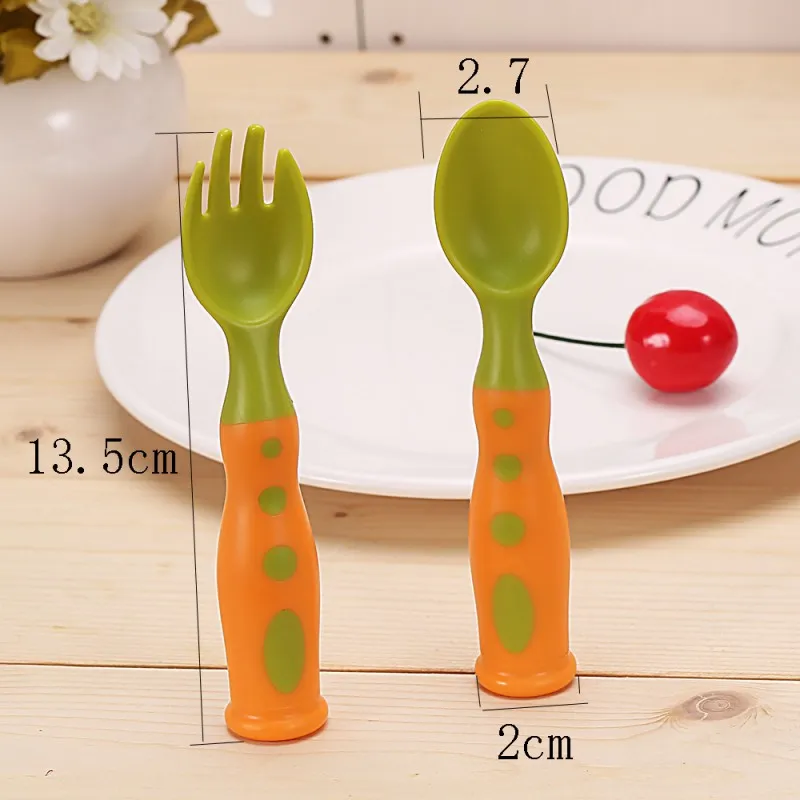 

2Pcs set Baby Cutlery Children's Tableware Cutlery Baby Food Feeding Fork Spoon 4 Styles Optional New Infant Utensils