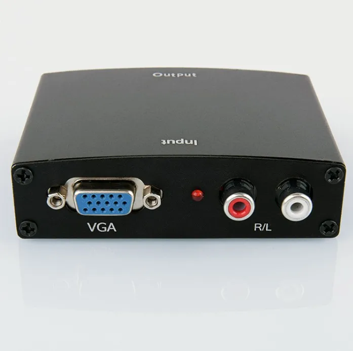 10 шт./лот 1080P HD VGA к HDMI+ 2 x соединитель-гнездо типа RCA аналоговый аудиоконвертер в коробке для HD tv Smart tv Box