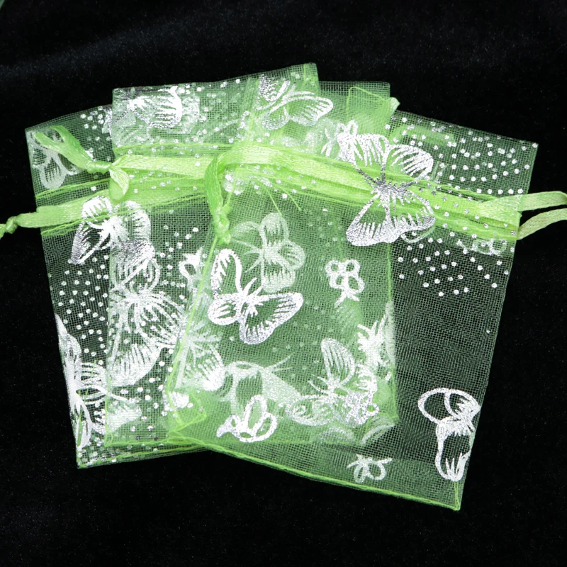 

Wholesale 100pcs/lot 13x18cm Organza Bags Light Green Jewelry Packaging Bag Wedding Decoration Organza Pouch Butterfly Gift Bags