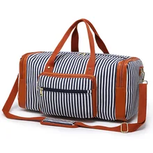 Новые холщовые полосатые дорожные сумки, сумка для ручной клади, большая вместительность, водонепроницаемая женская мужская дорожная сумка, органайзер для выходных, сумка для сна