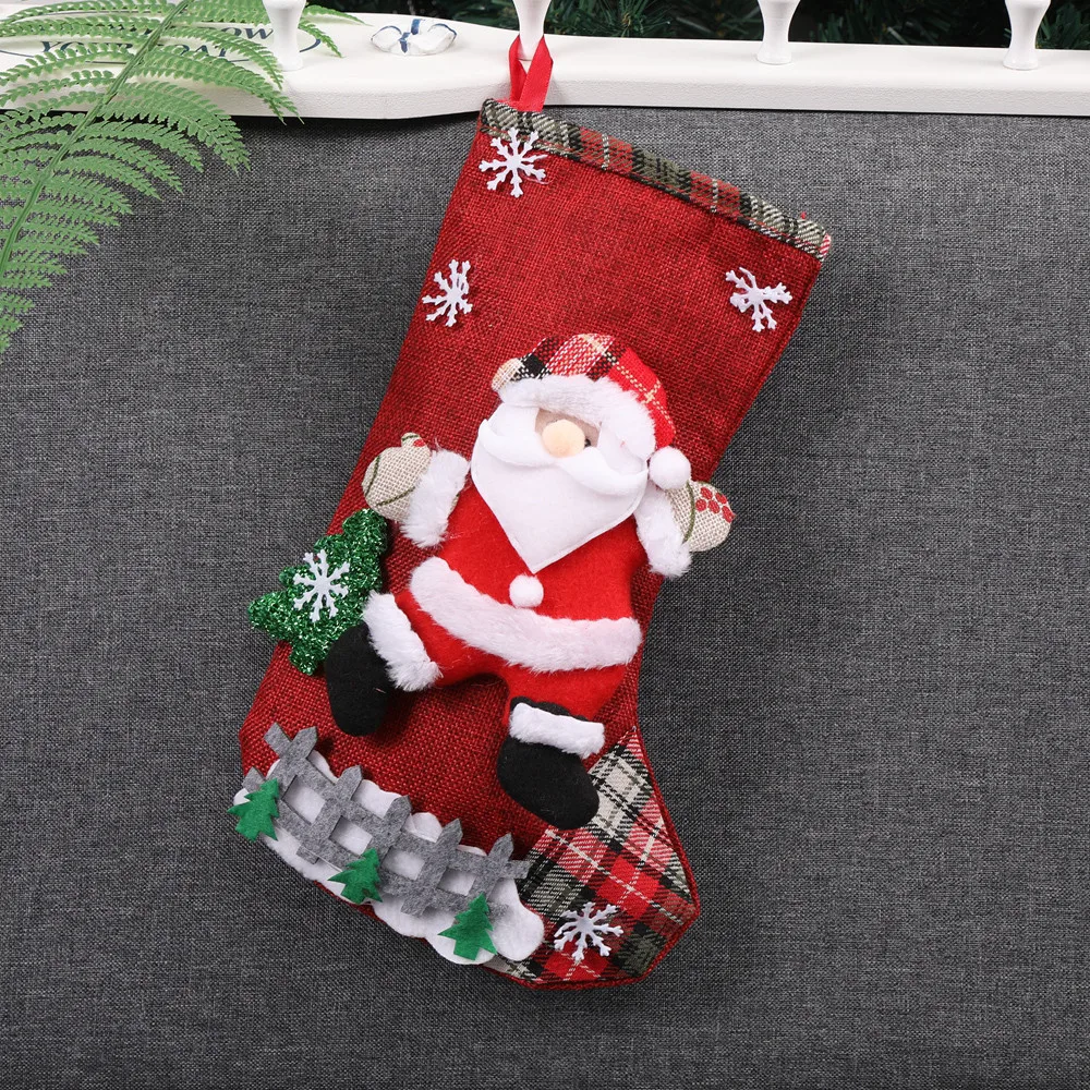 Чулки Рождественский подарок держатель носки висячие украшения Санта конфеты сумки decoracion navidad d91024 - Цвет: rd