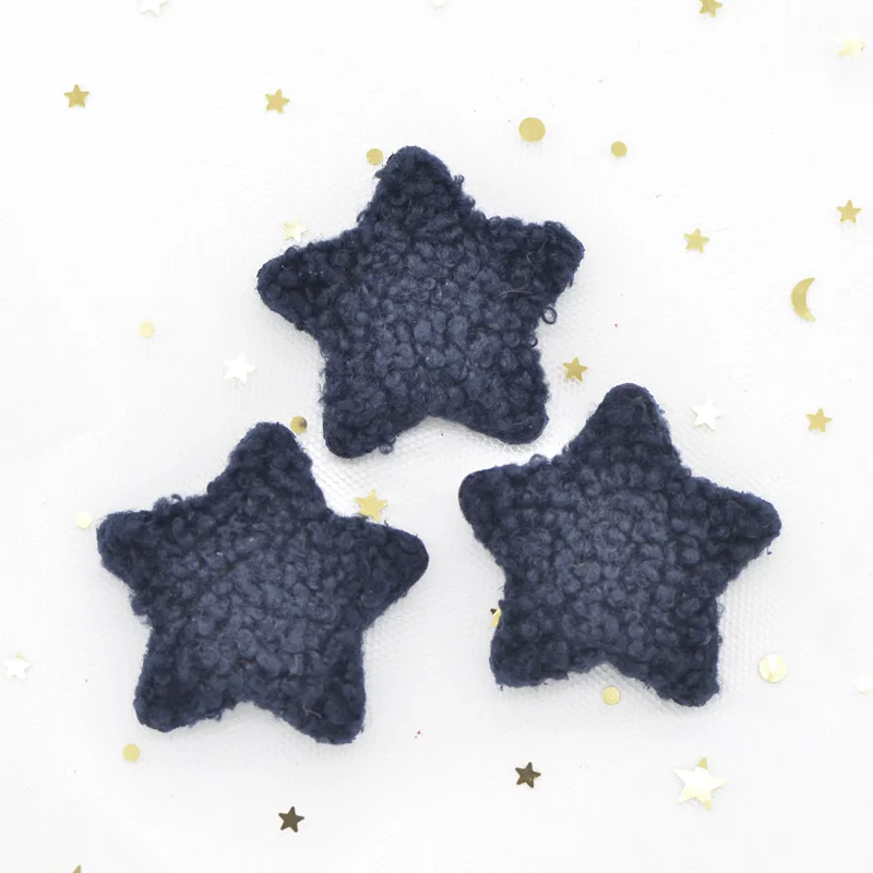Navy Blue 10 шт. Пышное мягкий, плюшевый плюшевые мягкие нашивки с аппликацией в виде звезды; набор «сделай сам» для одежды, товаров народного промысла, шапка, упаковочный пакет, шерстяные перчатки, носки орнамент G44 - Цвет: Navy Blue