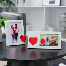 Creative Ins Love Lip Print Photo Frame 6 Inch Wooden Wedding Photo Set with Hand Gift Box Picture Frame Vintage Photo Frame