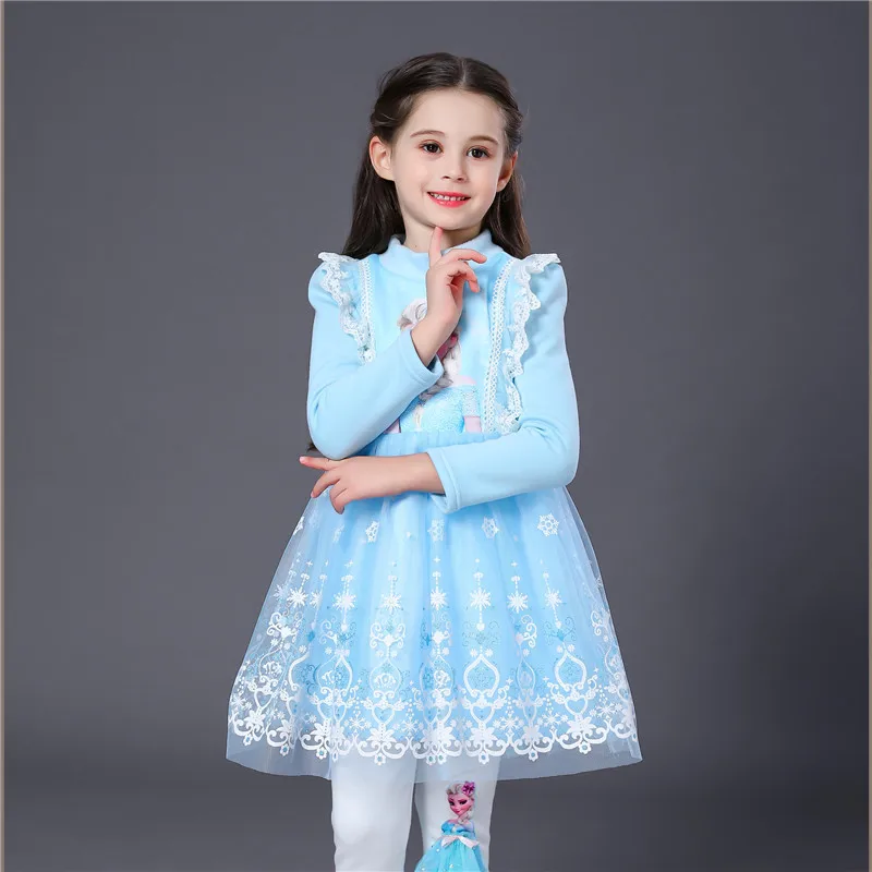 Рождественское платье принцессы Эльзы для девочек; Детские утепленные платья-пачки для маленьких девочек; зимняя одежда для подростков; Robe Sukienki Vestidos; 4