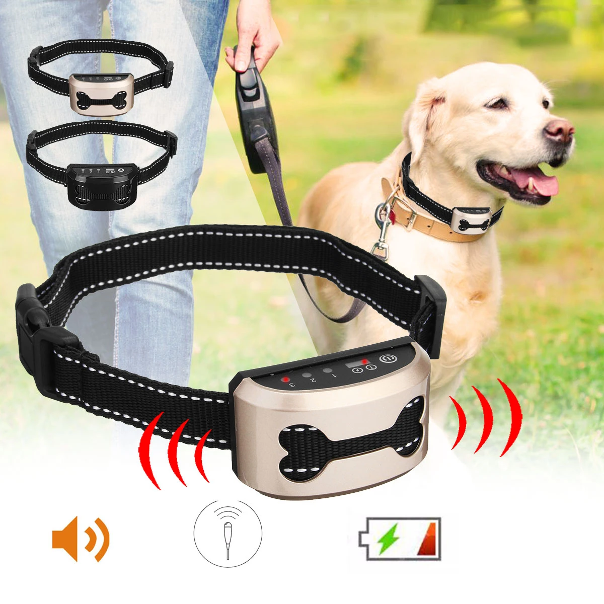 antiladridos recargable para perro, de Control, impermeable, para de ladrar, collares de entrenamiento ultrasónicos impermeables| Collares de adiestramiento| - AliExpress