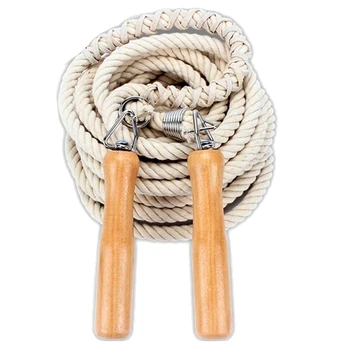 

Hot Jump Rope Wooden Handle Skipping Gym School Group Multi Person Rope Jumping Fitness Equipment 5M