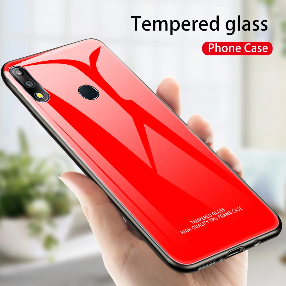 Red Роскошный закаленный стеклянный чехол для Asus Zenfone Max Pro M2 ZB633KL ZB631KL M1 ZB601KL ZB602K стеклянная зеркальная Капа Coque Funda Bag - Цвет: Red