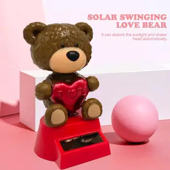 

Solar Powered Dancing Love Bear Shaking Toy Car Solar Swinging Decoration Cartoon Car Doll Car Interior For Kids Toys