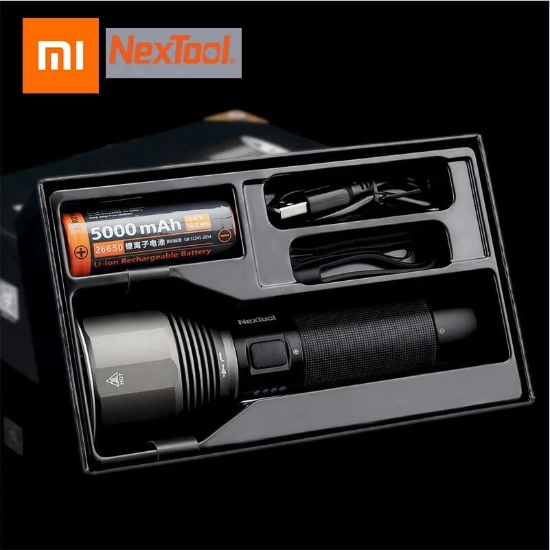 Xiaomi Nextool Rechargeable Flashlight 2000lm 380m 5Modes IPX7 Waterproof 5000mAh LED Light Type-C Seaching Torch For Camping