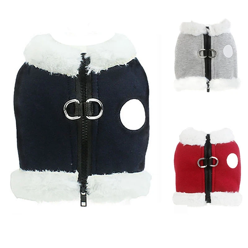 

Pet Autumn And Winter Fleeced Warm Chest Vest Harness (with Leash) Dog Outdoor Walking Accessories Clothes