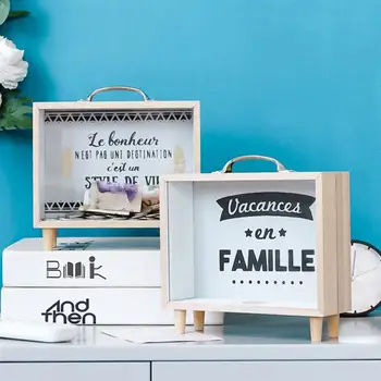 

Portable Piggy Bank Wooden Suitcase Shaped Bank Money Saving Box Creative Coin Bank Desktop Ornaments Creative Educational Toys