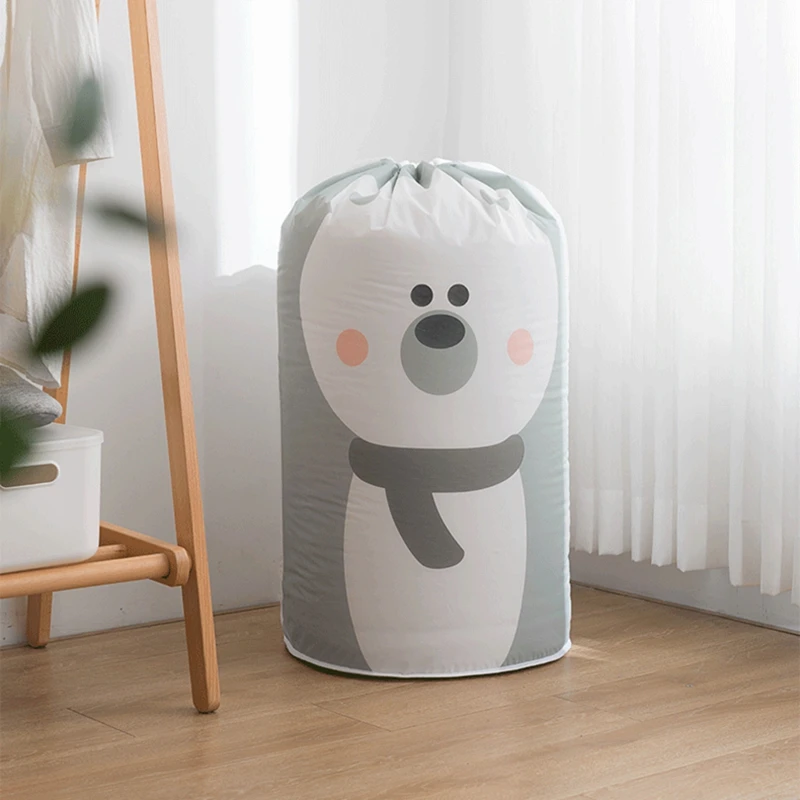 Cartoon Bear Collapsible Storage Bag Transparent Storage Organizers Clothes Blanket Baby Toys Basket Travel Suitcases Quilt Bags 4