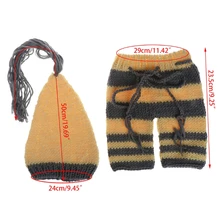 Реквизит для фотосессии новорожденных; вязаный костюм; комплект из шапки и штанов; D08C